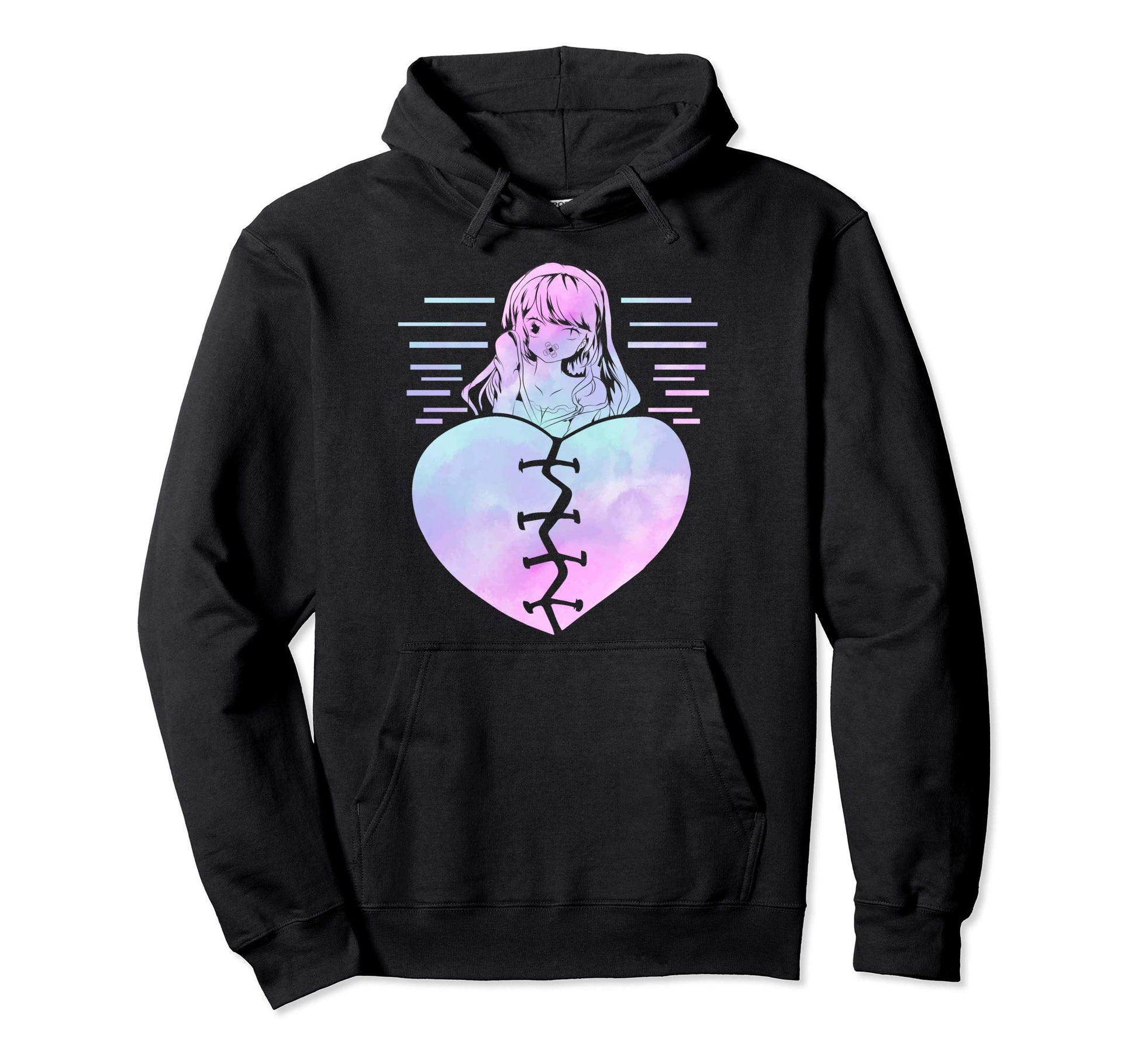 Kowai Broken Heart Occult Vaporwave Anime Hoodie - Streetwear Style Unisex - T-Shirt, Sweatshirt, Hoodie