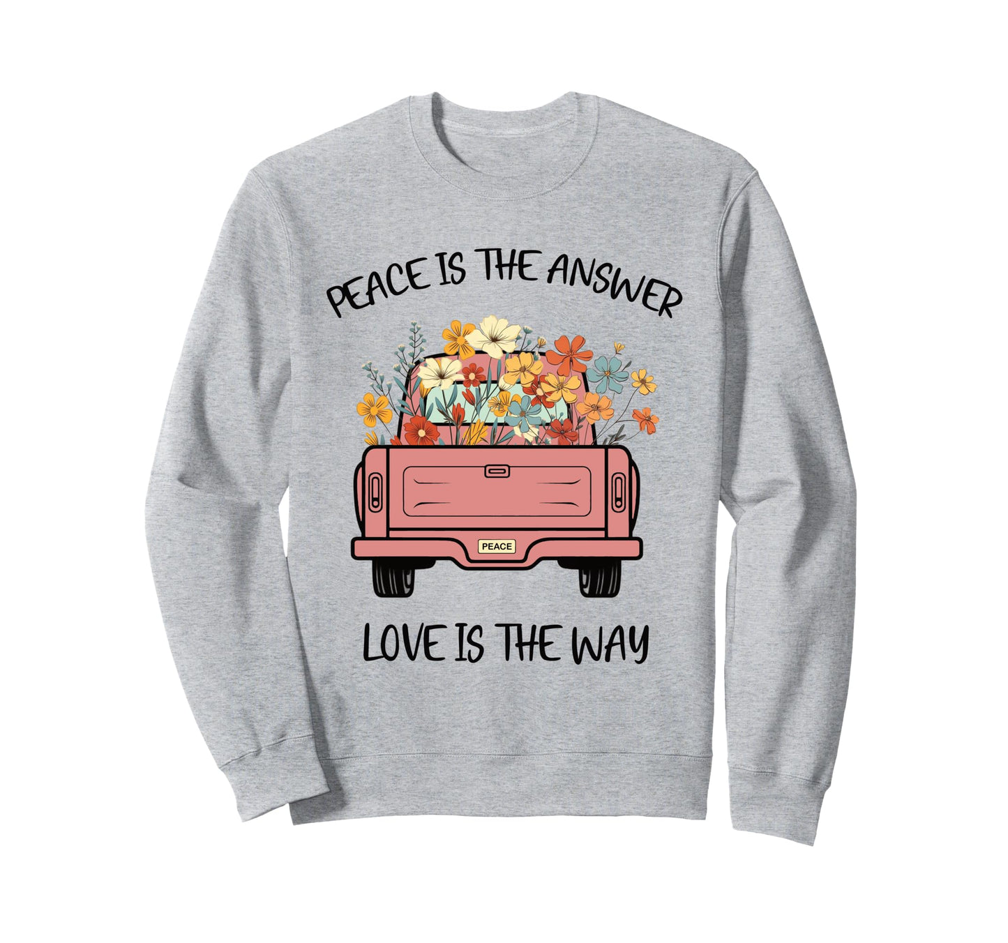 Boho Floral Truck Peace Love Sweatshirt - Custom Art Print Men Women - T-Shirt, Sweatshirt, Hoodie