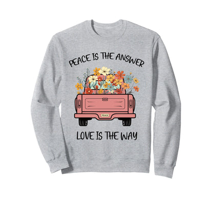 Boho Floral Truck Peace Love Sweatshirt - Custom Art Print Men Women - T-Shirt, Sweatshirt, Hoodie