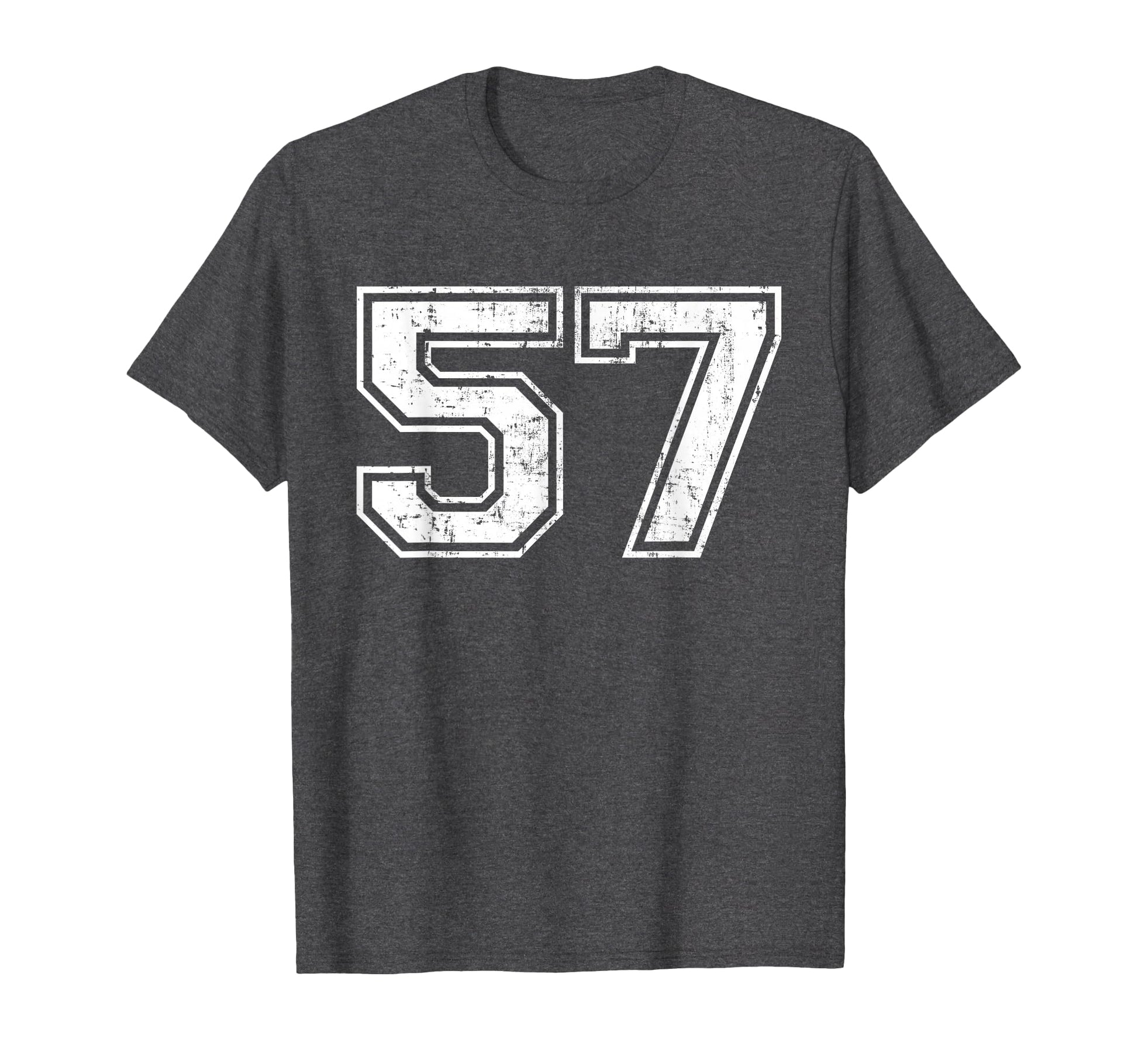 Number 57 Varsity Distressed Sports Team T-Shirt - Streetwear Style Unisex - T-Shirt, Sweatshirt, Hoodie
