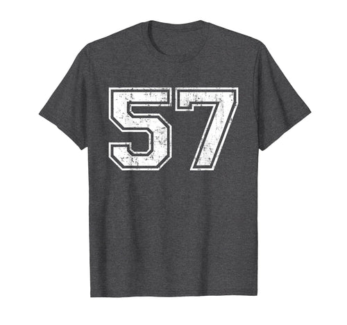 Number 57 Varsity Distressed Sports Team T-Shirt - Streetwear Style Unisex - T-Shirt, Sweatshirt, Hoodie