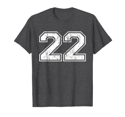 Number 22 Varsity Distressed T-Shirt - Casual Everyday Wear Men Women - T-Shirt, Sweatshirt, Hoodie