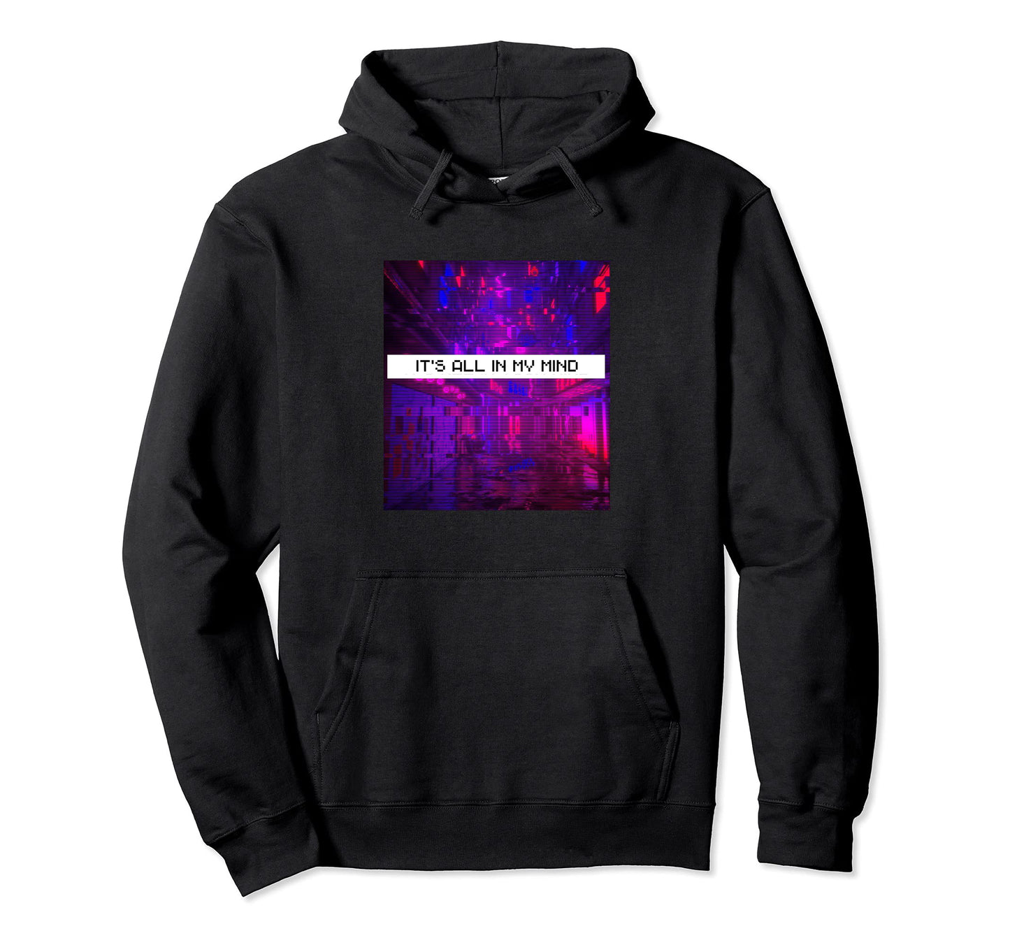 Vaporwave Emotional Aesthetic Glitch Hoodie - Minimalist Print for Adults - T-Shirt, Sweatshirt, Hoodie