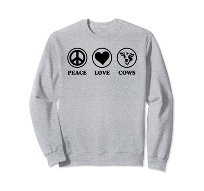 Peace Love And Cows Simple Basic Sweatshirt - Aesthetic Graphic Men Women - T-Shirt, Sweatshirt, Hoodie