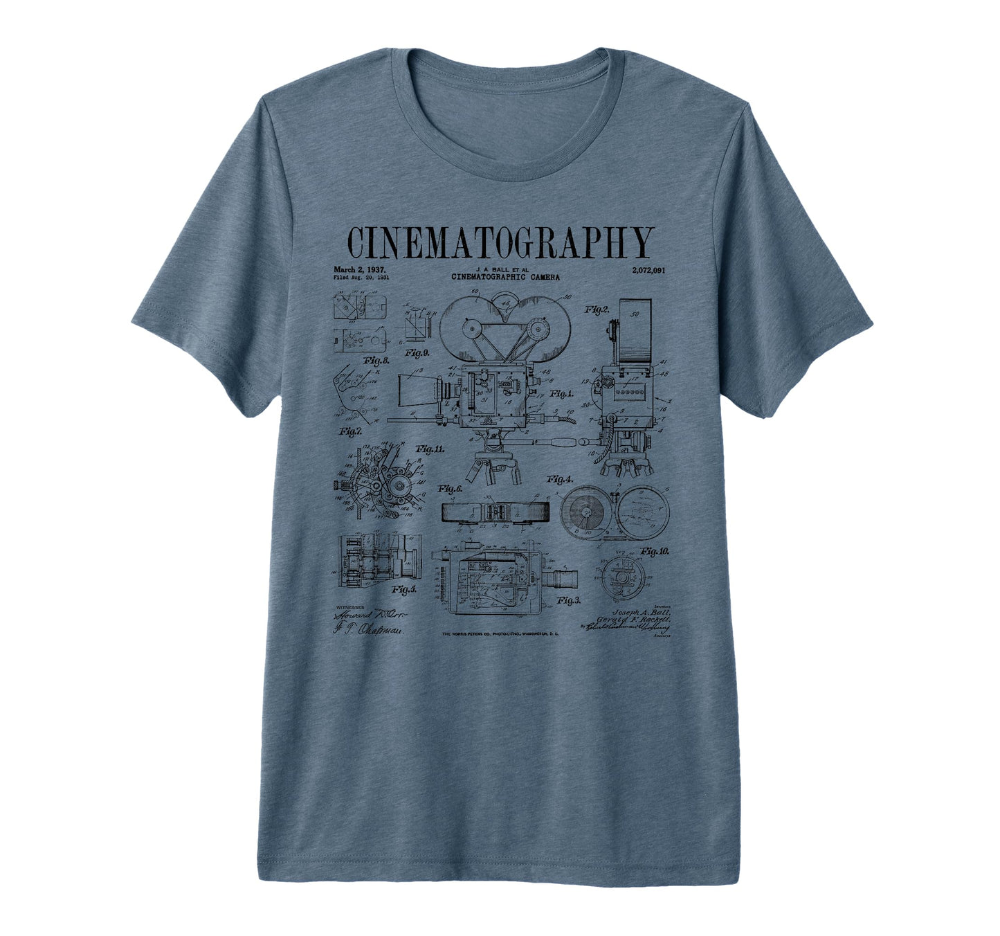 Cinematography Movie Film Camera Patent T-Shirt - Unique Graphic Unisex - T-Shirt, Sweatshirt, Hoodie