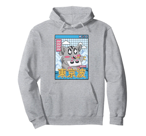Happy Cat Eating Sushi Vaporwave Hoodie - Unique Graphic Men Women - T-Shirt, Sweatshirt, Hoodie