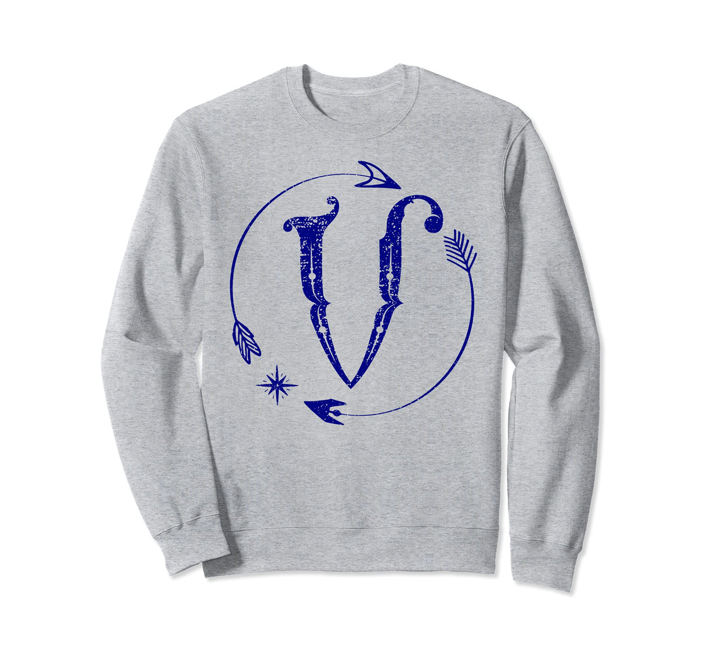 Initial V Monogram Boho Name Letter V Sweatshirt - Unique Graphic Unisex - T-Shirt, Sweatshirt, Hoodie