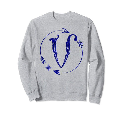 Initial V Monogram Boho Name Letter V Sweatshirt - Unique Graphic Unisex - T-Shirt, Sweatshirt, Hoodie