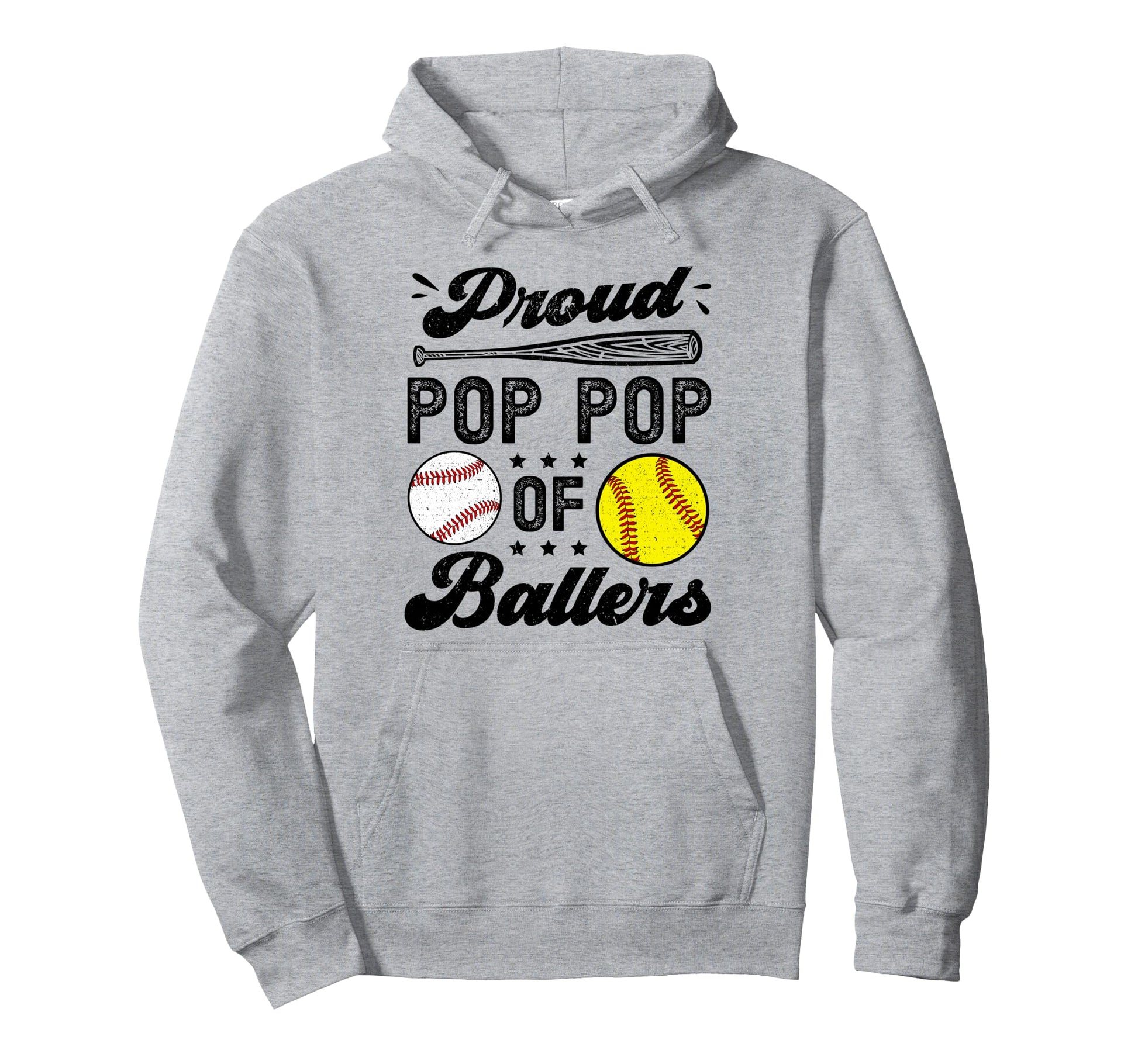 Proud Pop Pop Ballers Softball Baseball Hoodie - Minimalist Print Unisex - T-Shirt, Sweatshirt, Hoodie
