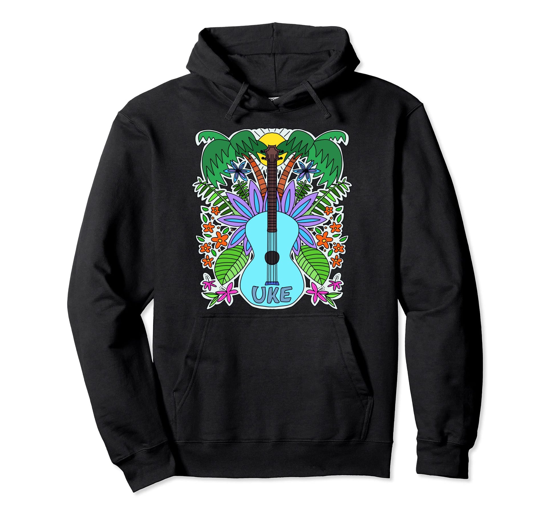 Ukulele Art Music Lovers Vibe Guitar Hoodie - Custom Art Print Unisex - T-Shirt, Sweatshirt, Hoodie
