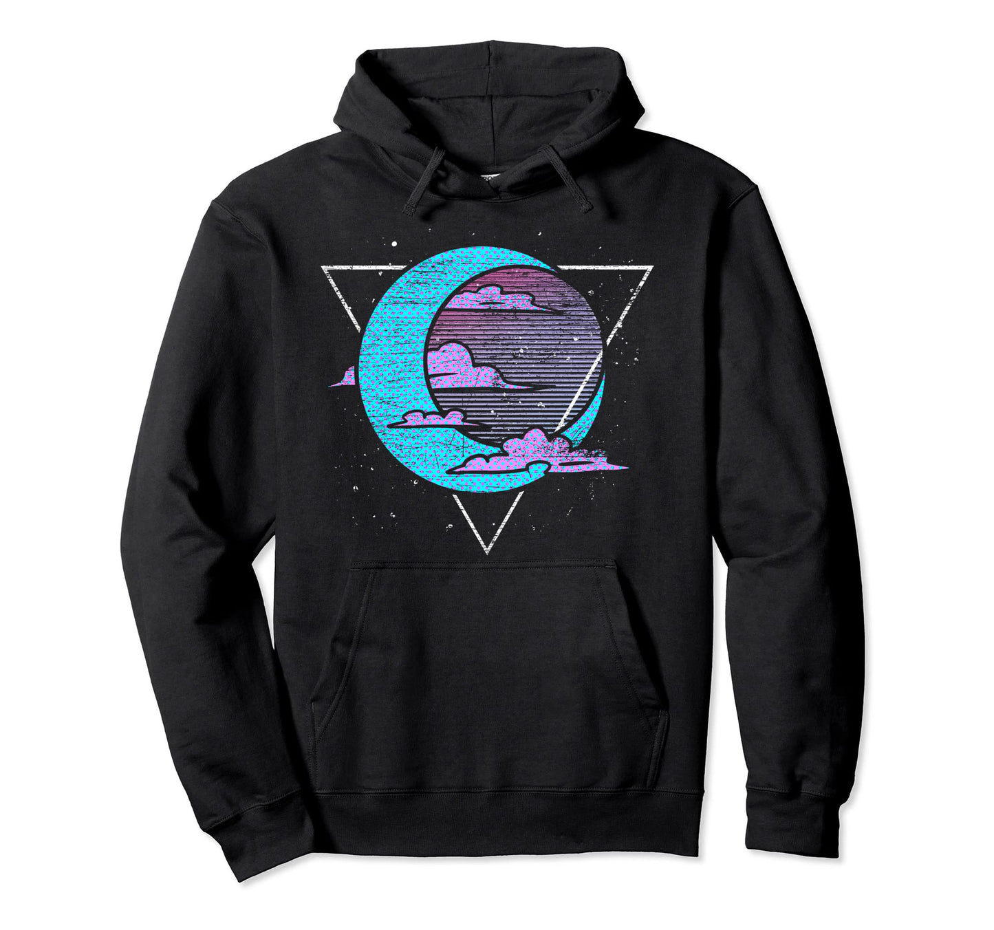 Crescent Moon Vaporwave Synthwave 90S Hoodie - Minimalist Print for Adults - T-Shirt, Sweatshirt, Hoodie