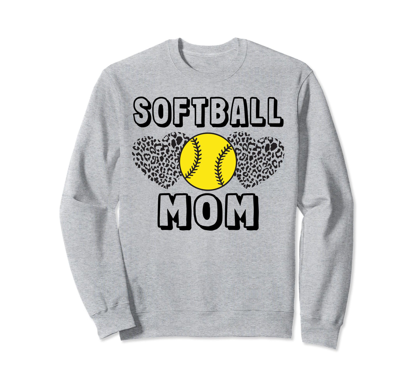Softball Mom Leopard Game Day Sweatshirt - Aesthetic Graphic for Adults - T-Shirt, Sweatshirt, Hoodie