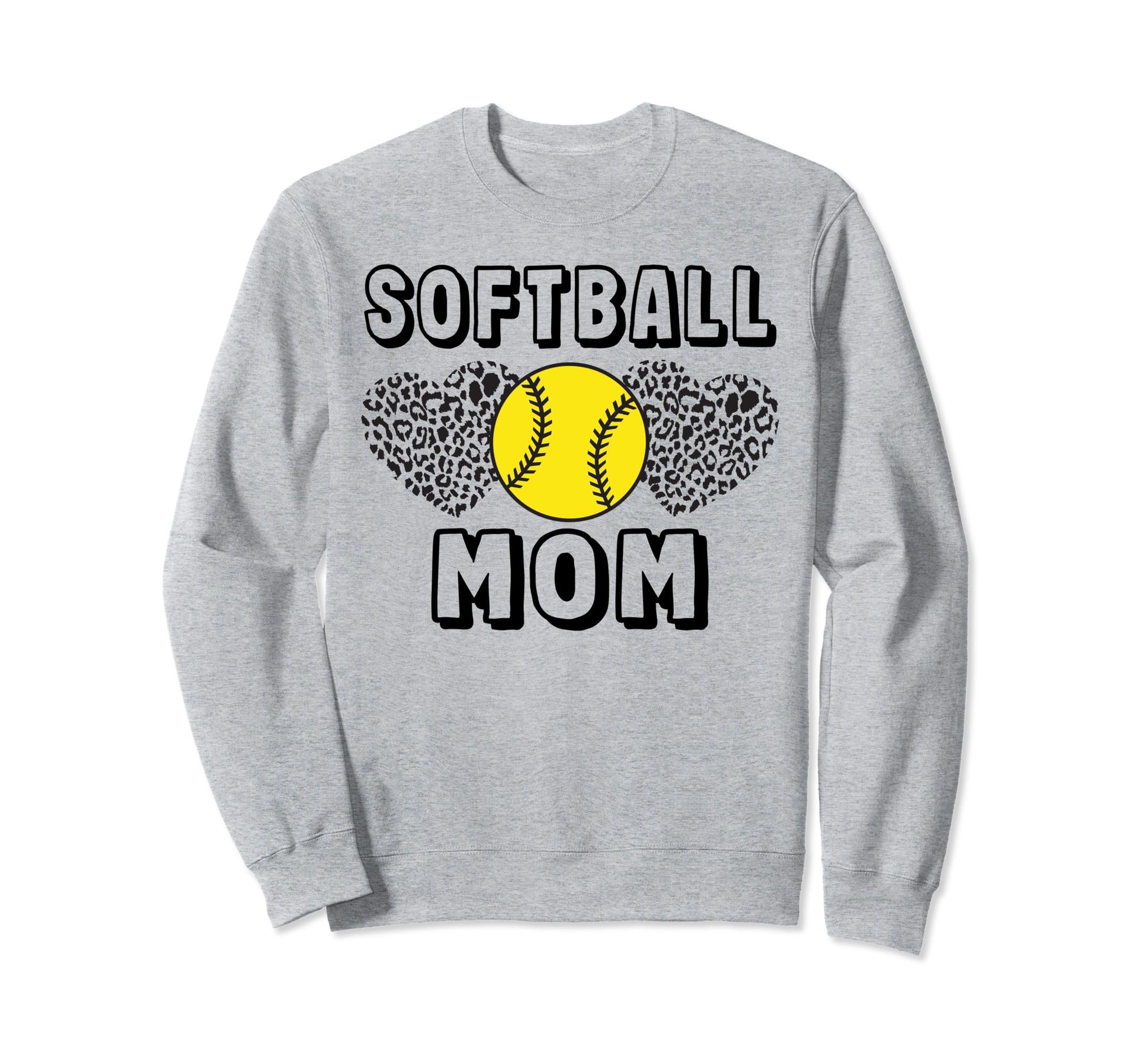 Softball Mom Leopard Game Day Sweatshirt - Aesthetic Graphic for Adults - T-Shirt, Sweatshirt, Hoodie