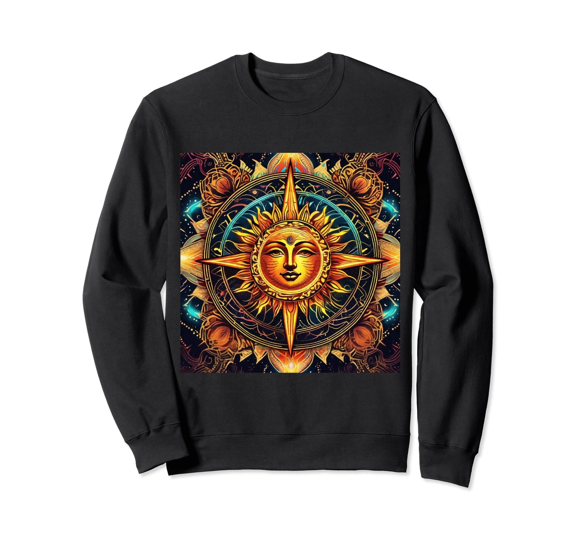 80S Celestial Sun Hippie Boho Sweatshirt - Casual Everyday Wear for Adults - T-Shirt, Sweatshirt, Hoodie