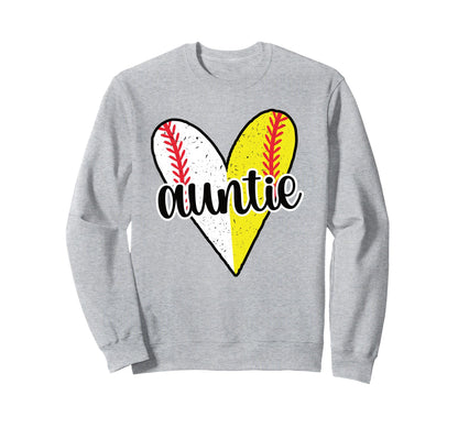 Baller Auntie Proud Softball Baseball Sweatshirt - Graphic Print Men Women - T-Shirt, Sweatshirt, Hoodie
