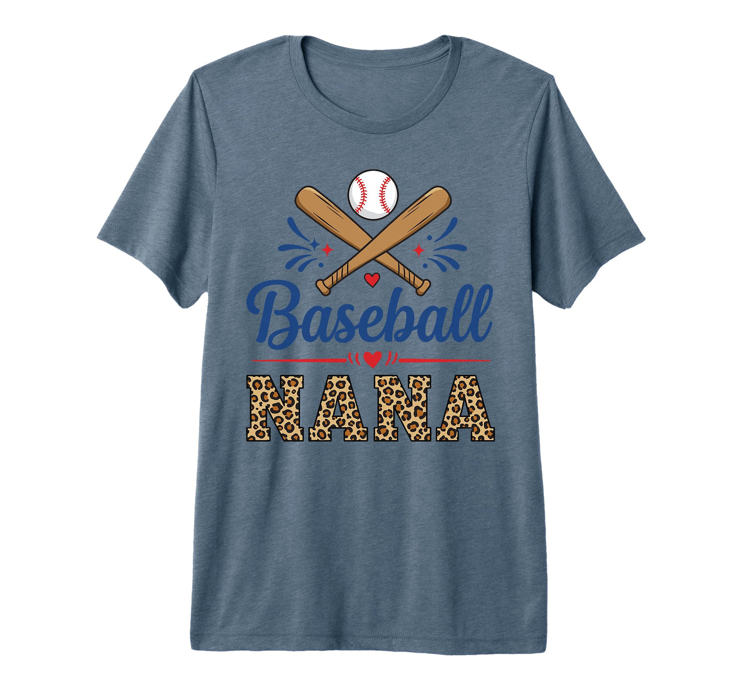 Baseball Nana Leopard And Heart Tri Blend T-Shirt - Minimalist Print Unisex - T-Shirt, Sweatshirt, Hoodie