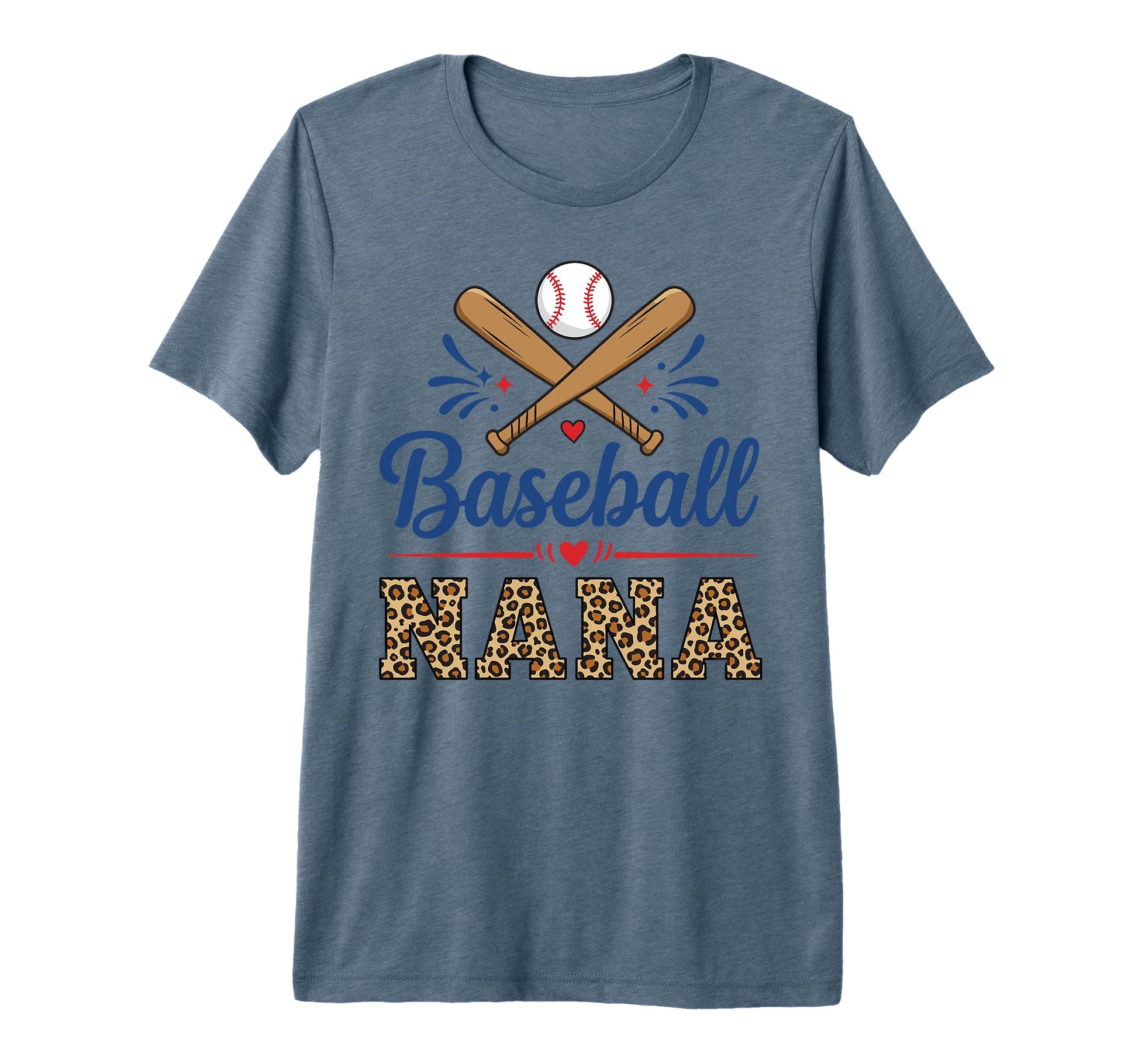 Baseball Nana Leopard And Heart Tri Blend T-Shirt - Minimalist Print Unisex - T-Shirt, Sweatshirt, Hoodie