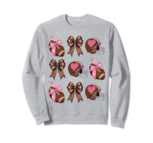 Womens Moms Coquette Bow Football Sweatshirt - Streetwear Style for Adults - T-Shirt, Sweatshirt, Hoodie