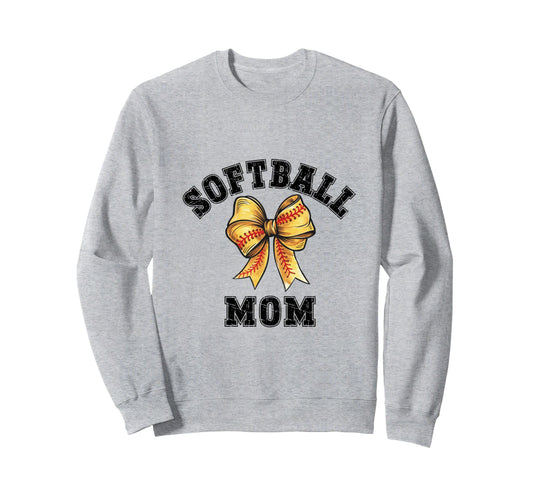 Coquette Softball Mom Bow Game Day Sweatshirt - Aesthetic Graphic Unisex - T-Shirt, Sweatshirt, Hoodie