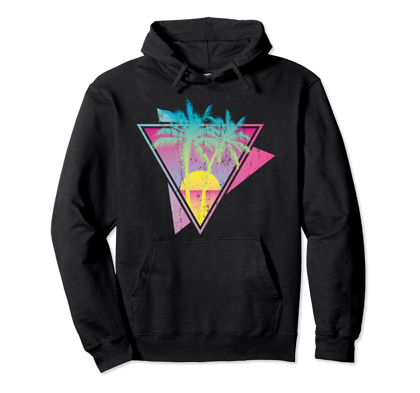 80S Art Tropical Sunset Palm Trees Hoodie - Casual Everyday Wear Unisex - T-Shirt, Sweatshirt, Hoodie