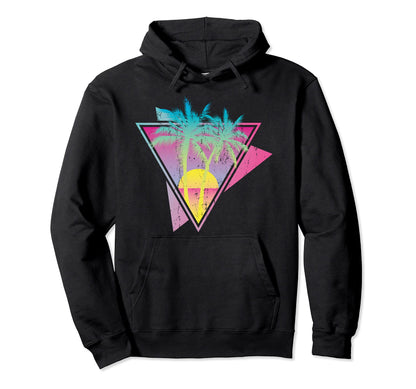 80S Art Tropical Sunset Palm Trees Hoodie - Casual Everyday Wear Unisex - T-Shirt, Sweatshirt, Hoodie