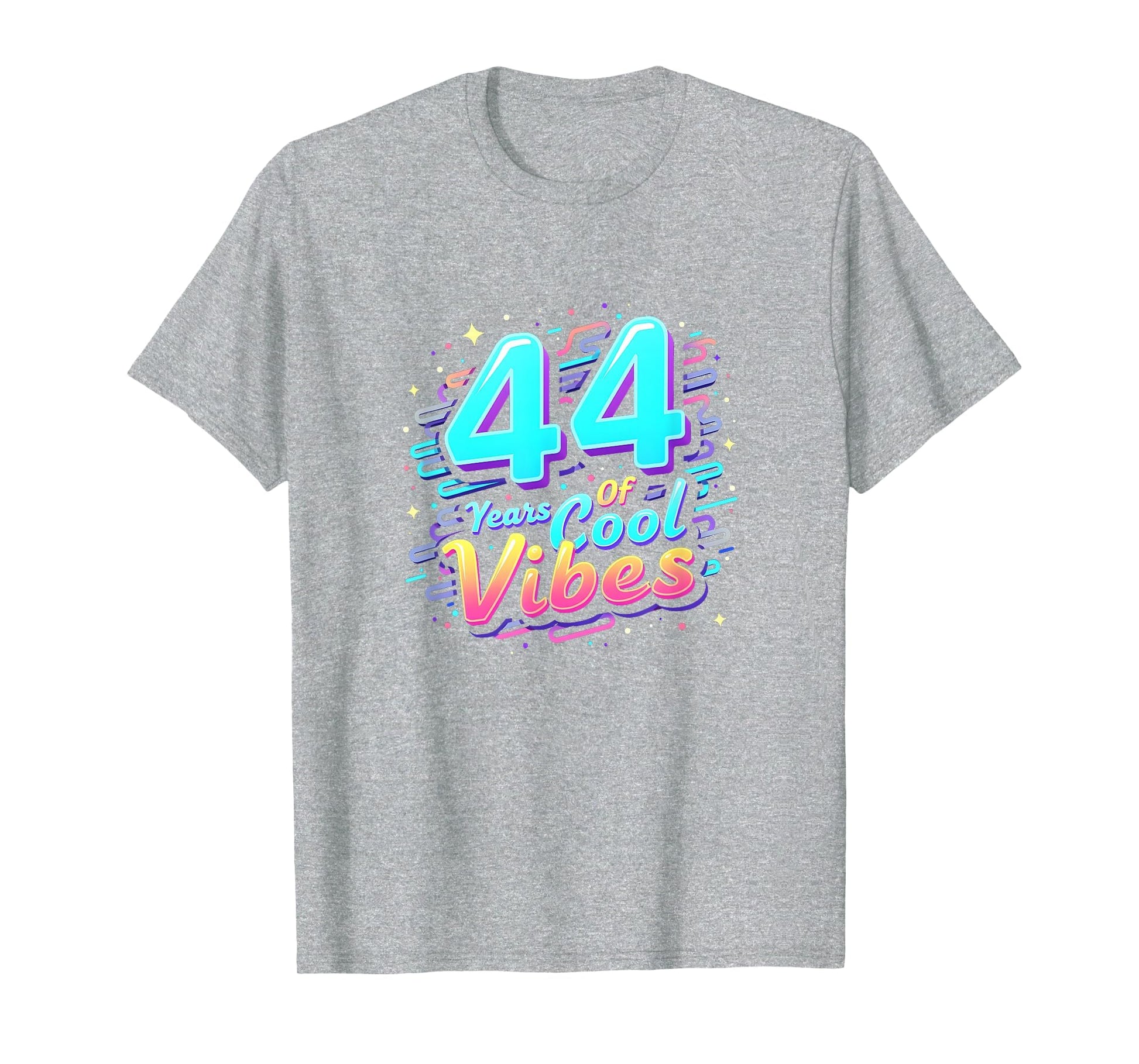 44 Years Vibes Birthday Gift Heather T-Shirt - Unique Graphic Men Women - T-Shirt, Sweatshirt, Hoodie