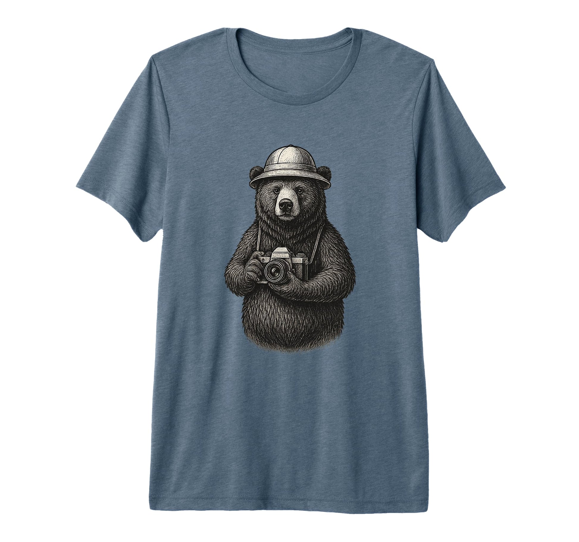 Explorer Bear Camera Adventure Tri T-Shirt - Fun Novelty Design Unisex - T-Shirt, Sweatshirt, Hoodie