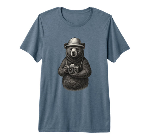Explorer Bear Camera Adventure Tri T-Shirt - Fun Novelty Design Unisex - T-Shirt, Sweatshirt, Hoodie