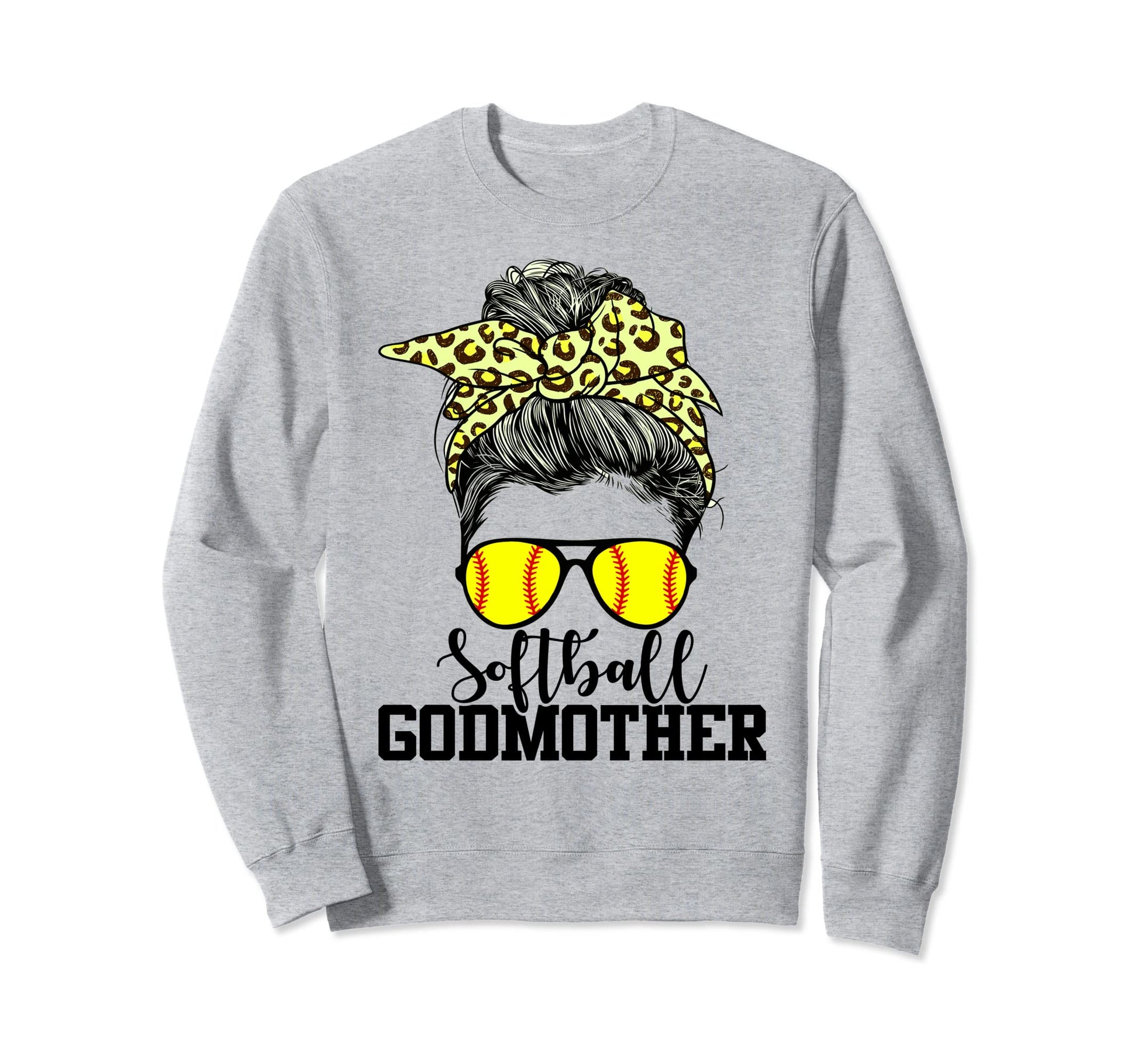 Softball Godmother Messy Bun Sweatshirt - Casual Everyday Wear Unisex - T-Shirt, Sweatshirt, Hoodie