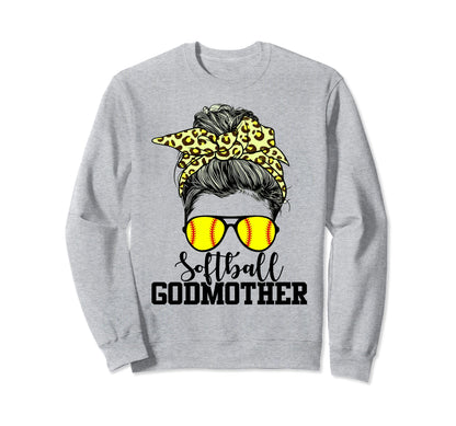 Softball Godmother Messy Bun Sweatshirt - Casual Everyday Wear Unisex - T-Shirt, Sweatshirt, Hoodie
