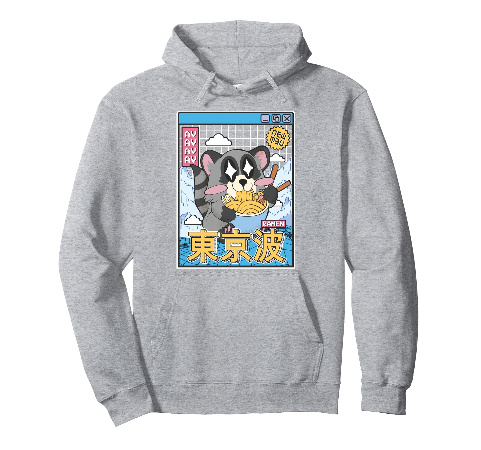 Raccoon Eating Ramen Kawaii Hoodie - Casual Everyday Wear Men Women - T-Shirt, Sweatshirt, Hoodie
