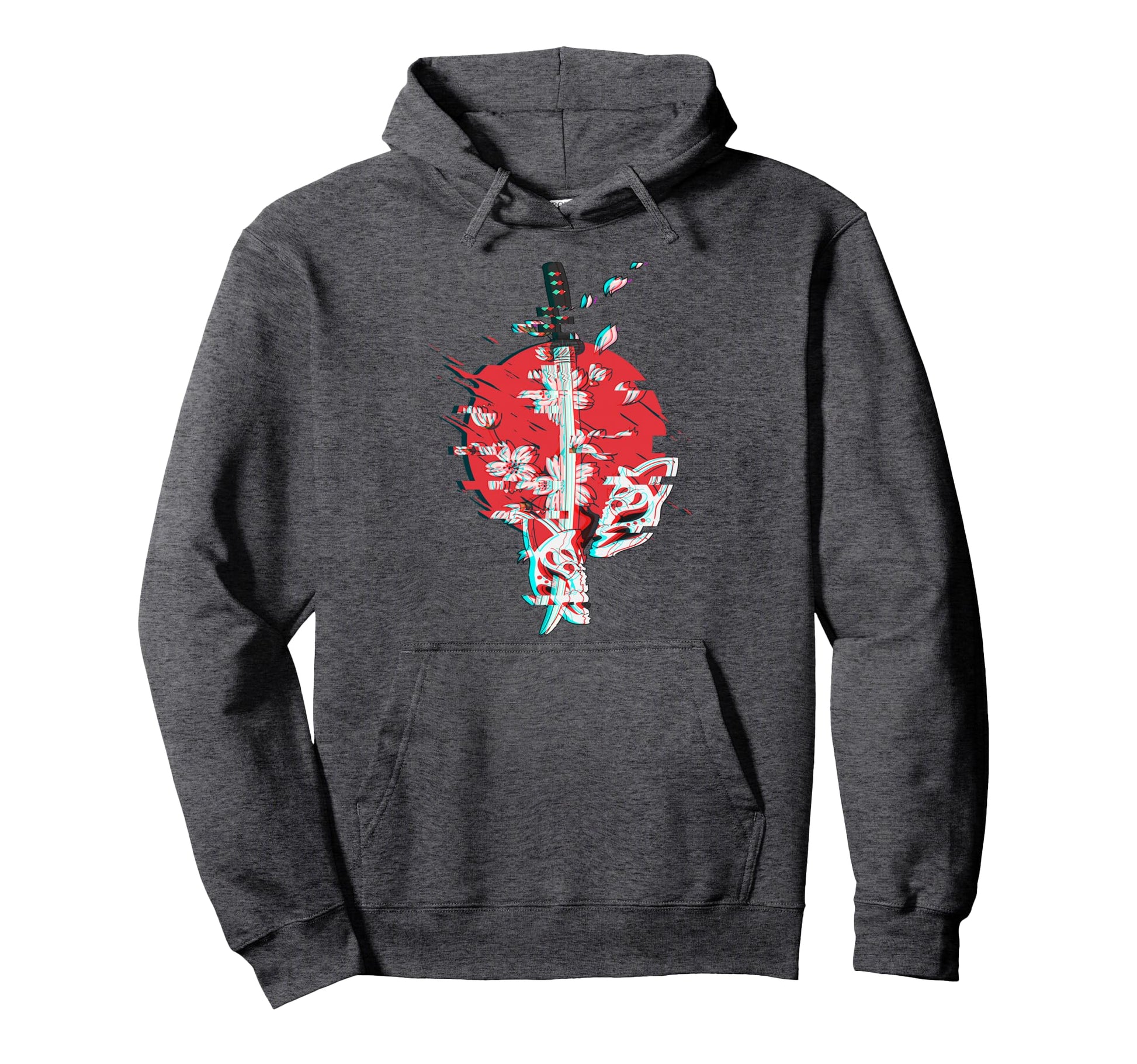 Japanese Anime Mask Kitsune Samurai Oni Hoodie - Aesthetic Graphic Unisex - T-Shirt, Sweatshirt, Hoodie