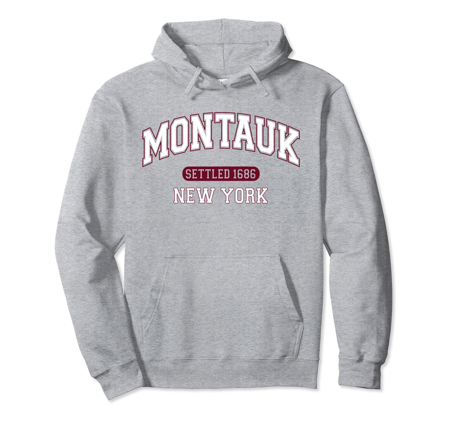 Montauk New York Sports White Red Hoodie - Streetwear Style Men Women - T-Shirt, Sweatshirt, Hoodie