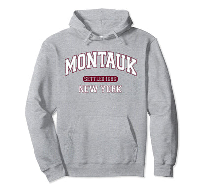Montauk New York Sports White Red Hoodie - Streetwear Style Men Women - T-Shirt, Sweatshirt, Hoodie