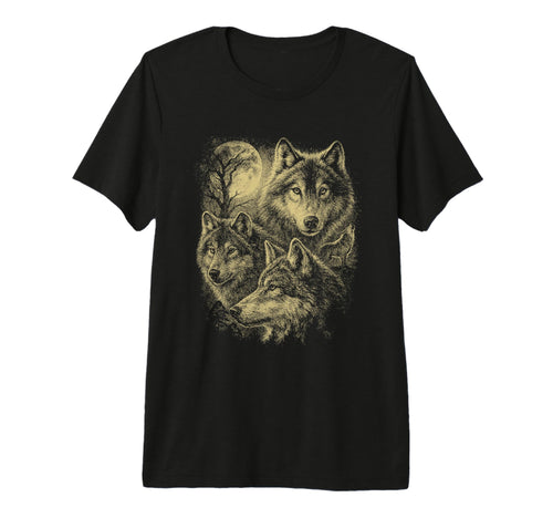 Wolf 90S Under Moon Grunge Wolf T-Shirt - Fun Novelty Design for Adults - T-Shirt, Sweatshirt, Hoodie