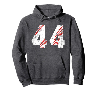 Baseball 44 Jersey Number Hoodie - Streetwear Style Men Women - T-Shirt, Sweatshirt, Hoodie