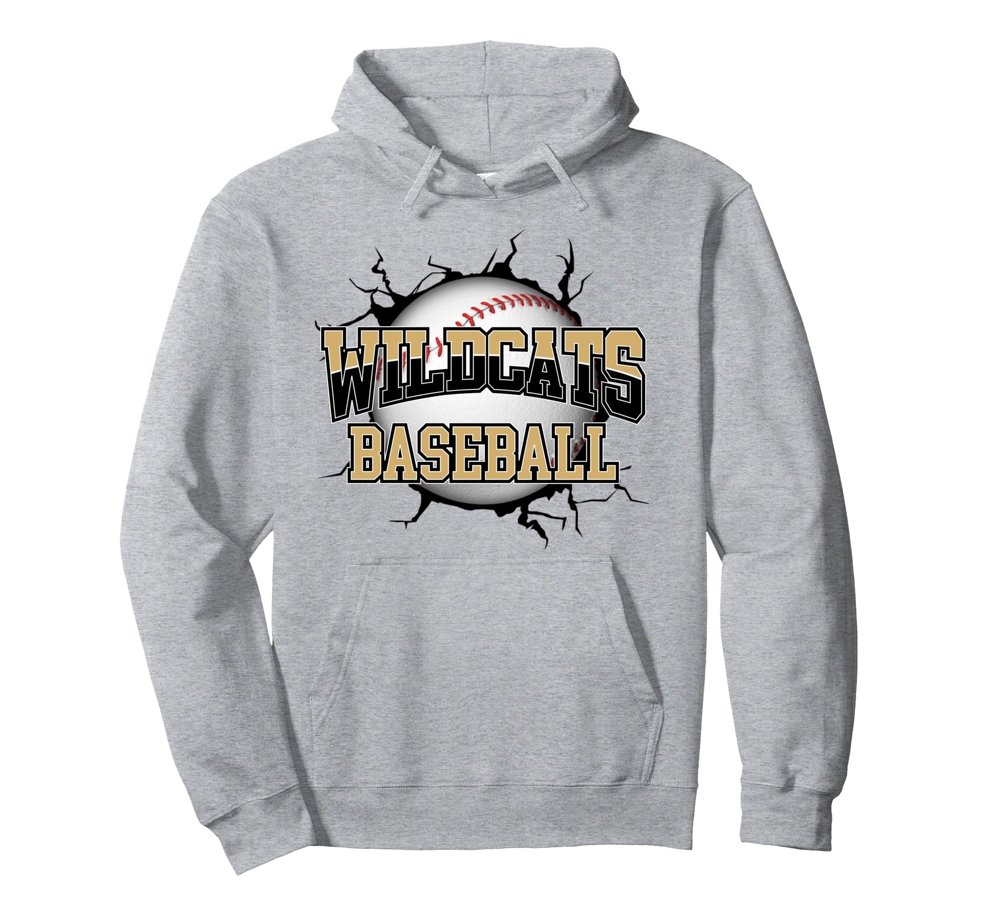 Wildcats Baseball Mom Gold Wildcat Hoodie - Fun Novelty Design for Adults - T-Shirt, Sweatshirt, Hoodie