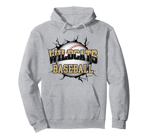 Wildcats Baseball Mom Gold Wildcat Hoodie - Fun Novelty Design for Adults - T-Shirt, Sweatshirt, Hoodie