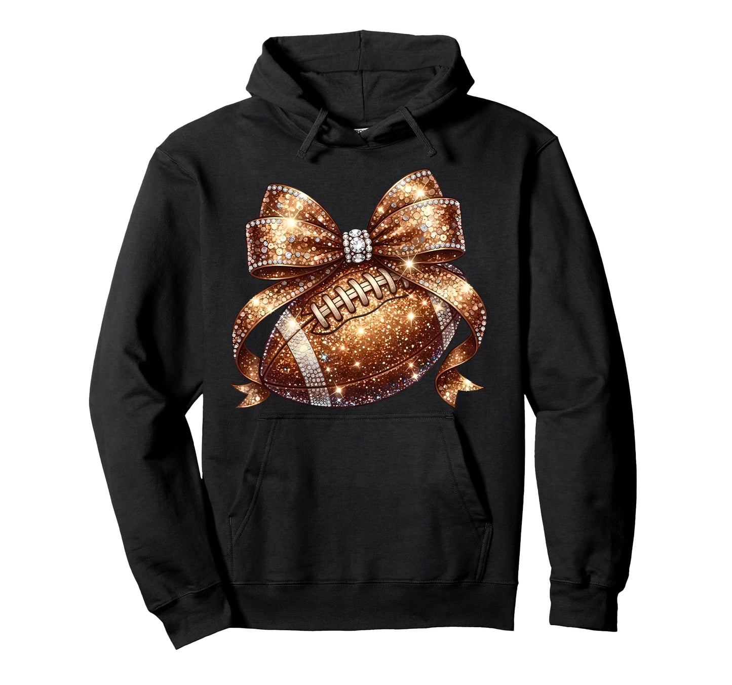 Bling Football Bow Coquette Game Day Sports Hoodie - Trendy Graphic Unisex - T-Shirt, Sweatshirt, Hoodie
