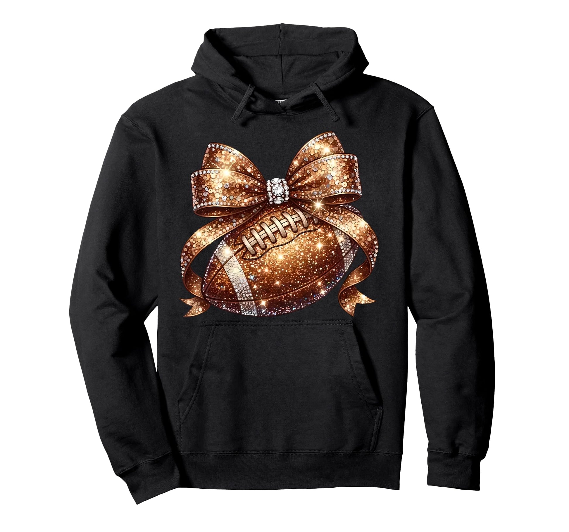Bling Football Bow Coquette Game Day Sports Hoodie - Trendy Graphic Unisex - T-Shirt, Sweatshirt, Hoodie