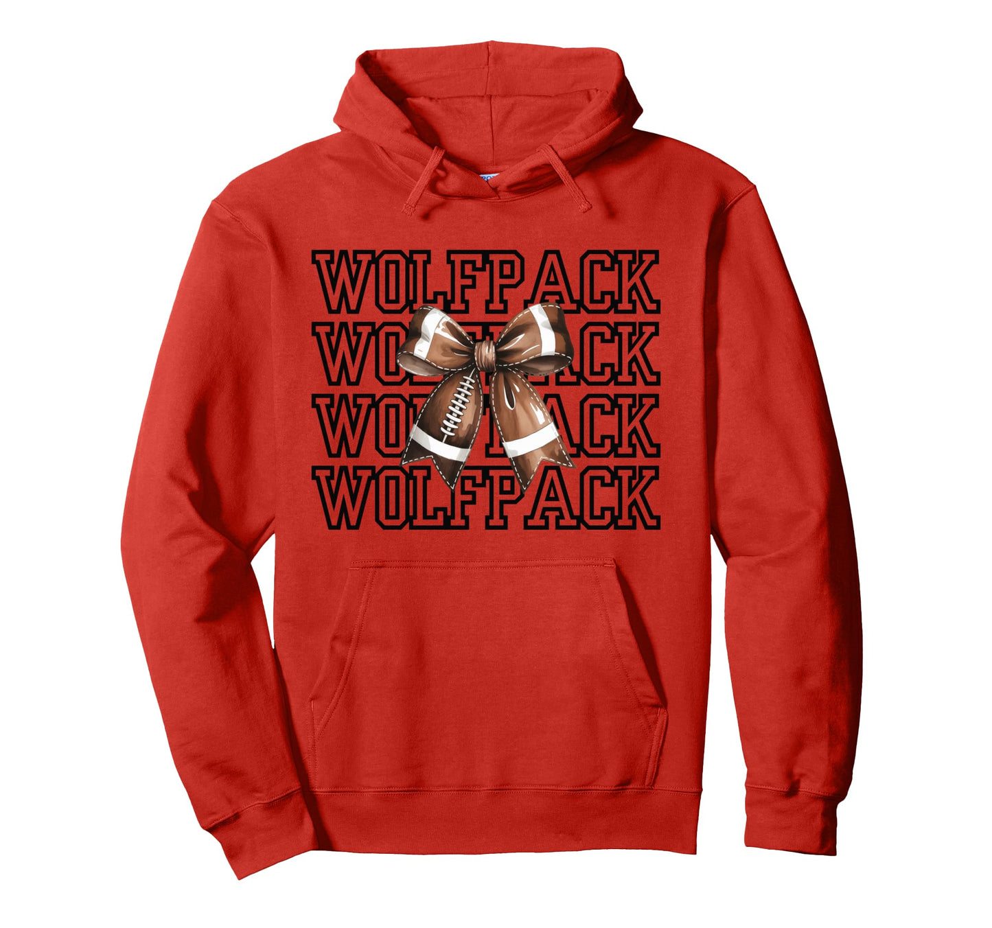 Wolfpack Football Mom Coquette Bow Hoodie - Minimalist Print for Adults - T-Shirt, Sweatshirt, Hoodie