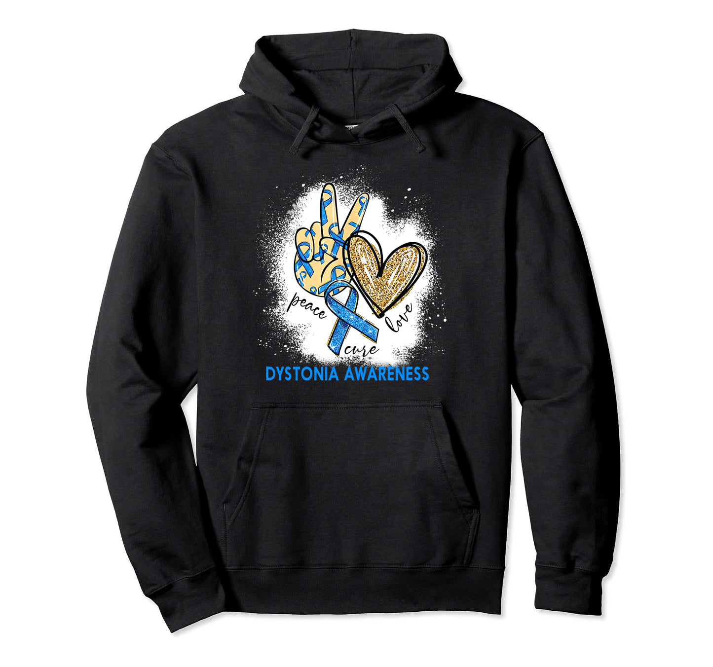 Peace Love Cure Bleached Dystonia Hoodie - Graphic Print for Adults - T-Shirt, Sweatshirt, Hoodie