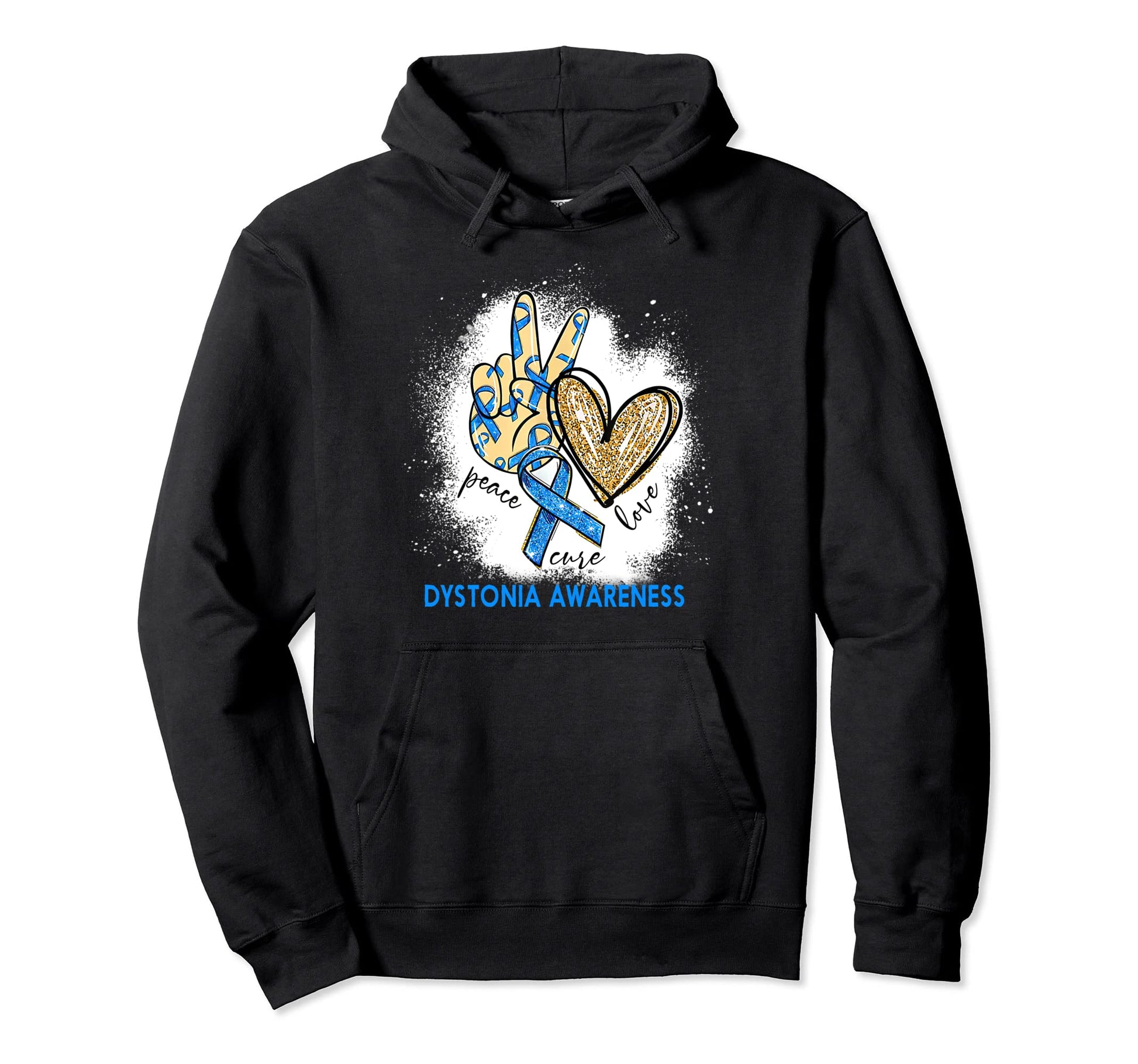 Peace Love Cure Bleached Dystonia Hoodie - Graphic Print for Adults - T-Shirt, Sweatshirt, Hoodie