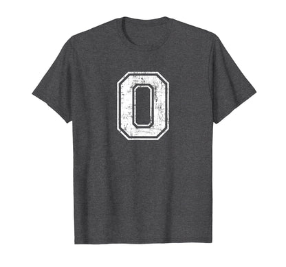 Number 0 Zero Varsity Distressed Sport T-Shirt - Trendy Graphic for Adults - T-Shirt, Sweatshirt, Hoodie