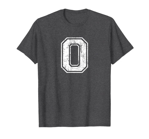 Number 0 Zero Varsity Distressed Sport T-Shirt - Trendy Graphic for Adults - T-Shirt, Sweatshirt, Hoodie