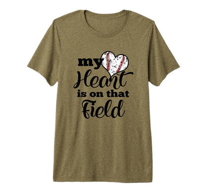 Baseball Parent Mom Dad My Heart Is T-Shirt - Fun Novelty Design Unisex - T-Shirt, Sweatshirt, Hoodie