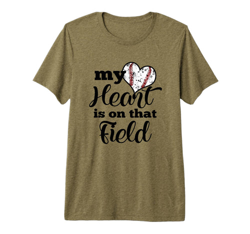 Baseball Parent Mom Dad My Heart Is T-Shirt - Fun Novelty Design Unisex - T-Shirt, Sweatshirt, Hoodie