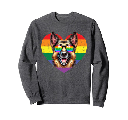 Rainbow Love Heart Dog Pride Lgbt Sweatshirt - Novelty Apparel Men Women - T-Shirt, Sweatshirt, Hoodie