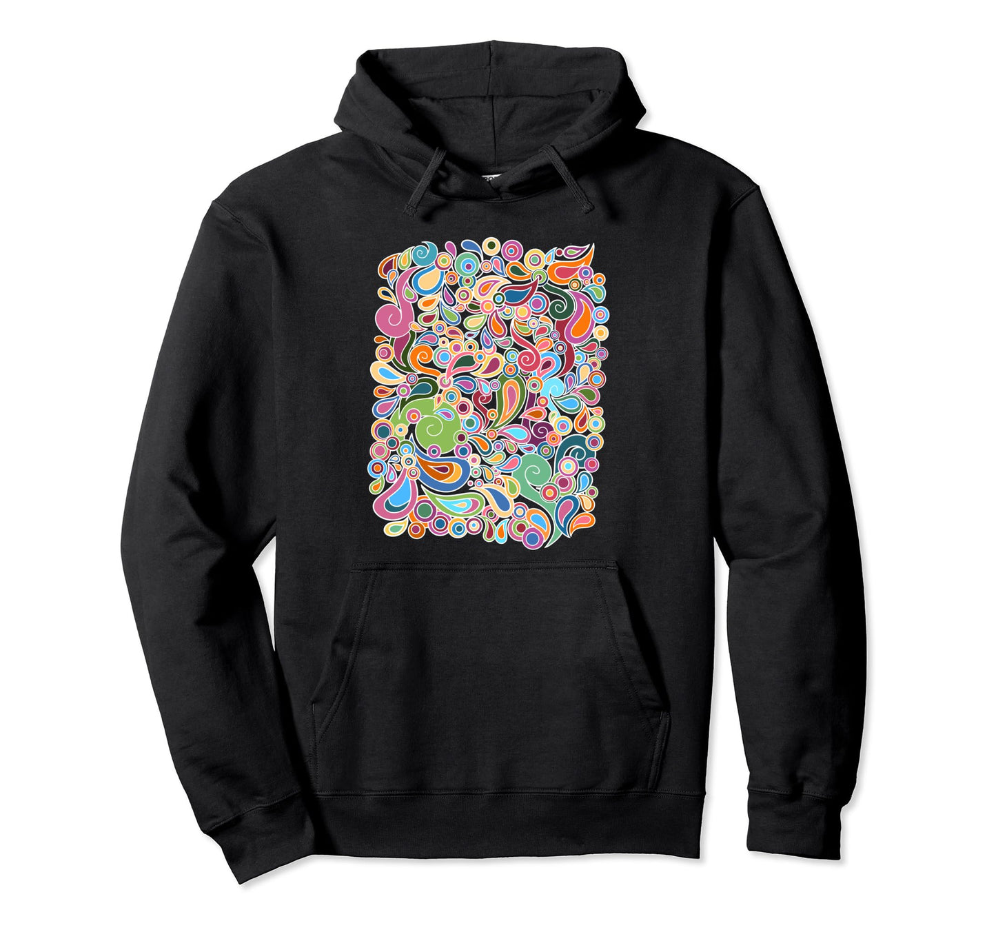 Colorful Hand Drawn Floral Boho Hoodie - Custom Art Print Men Women - T-Shirt, Sweatshirt, Hoodie