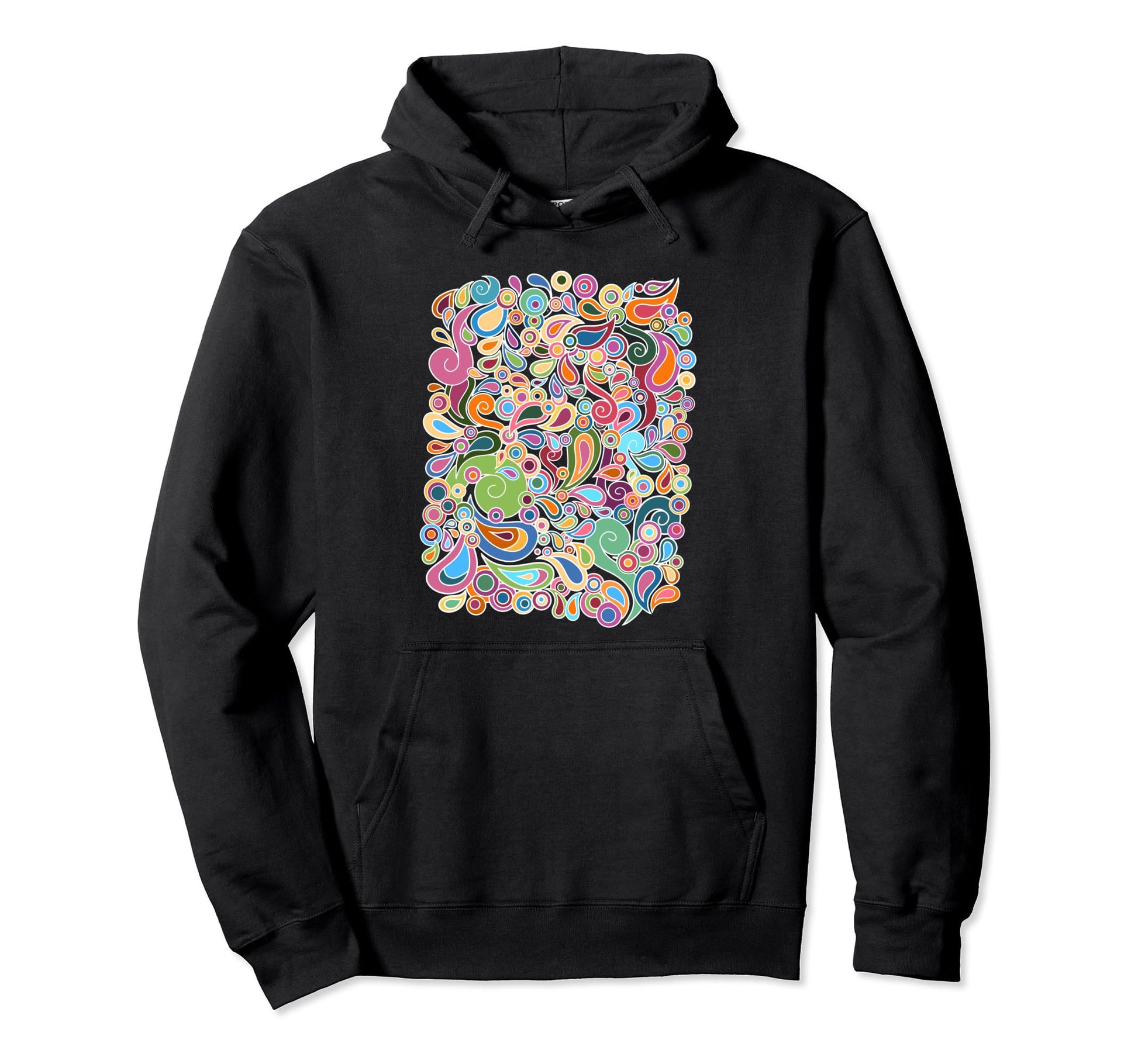 Colorful Hand Drawn Floral Boho Hoodie - Custom Art Print Men Women - T-Shirt, Sweatshirt, Hoodie